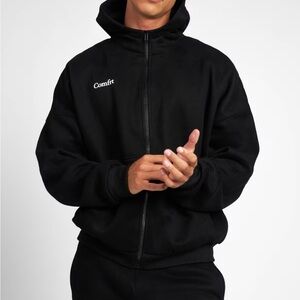 Comftr Black Full-Zip Hooded Sweatshirt